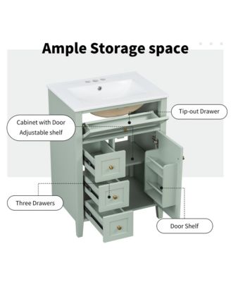 Modern Bathroom Vanity with Sink 3 Drawers Adjustable Shelf Cabinet