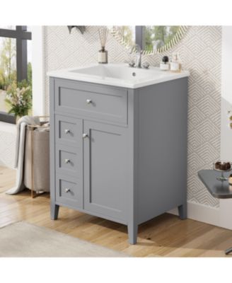 Modern Bathroom Vanity with Sink 3 Drawers Adjustable Shelf Cabinet