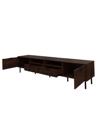 Modern TV Stand for TVs with Closed Storage & Cable Management, Soft-Closing Hinges, Iron Legs for Living Room