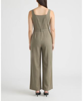 Women's Linen Jumpsuit with Embroidery Detailing