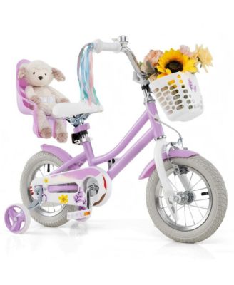 12 Inch Girls Bike Kids Bicycle with Doll Seat and Streamers for Children 3-4 Years Old