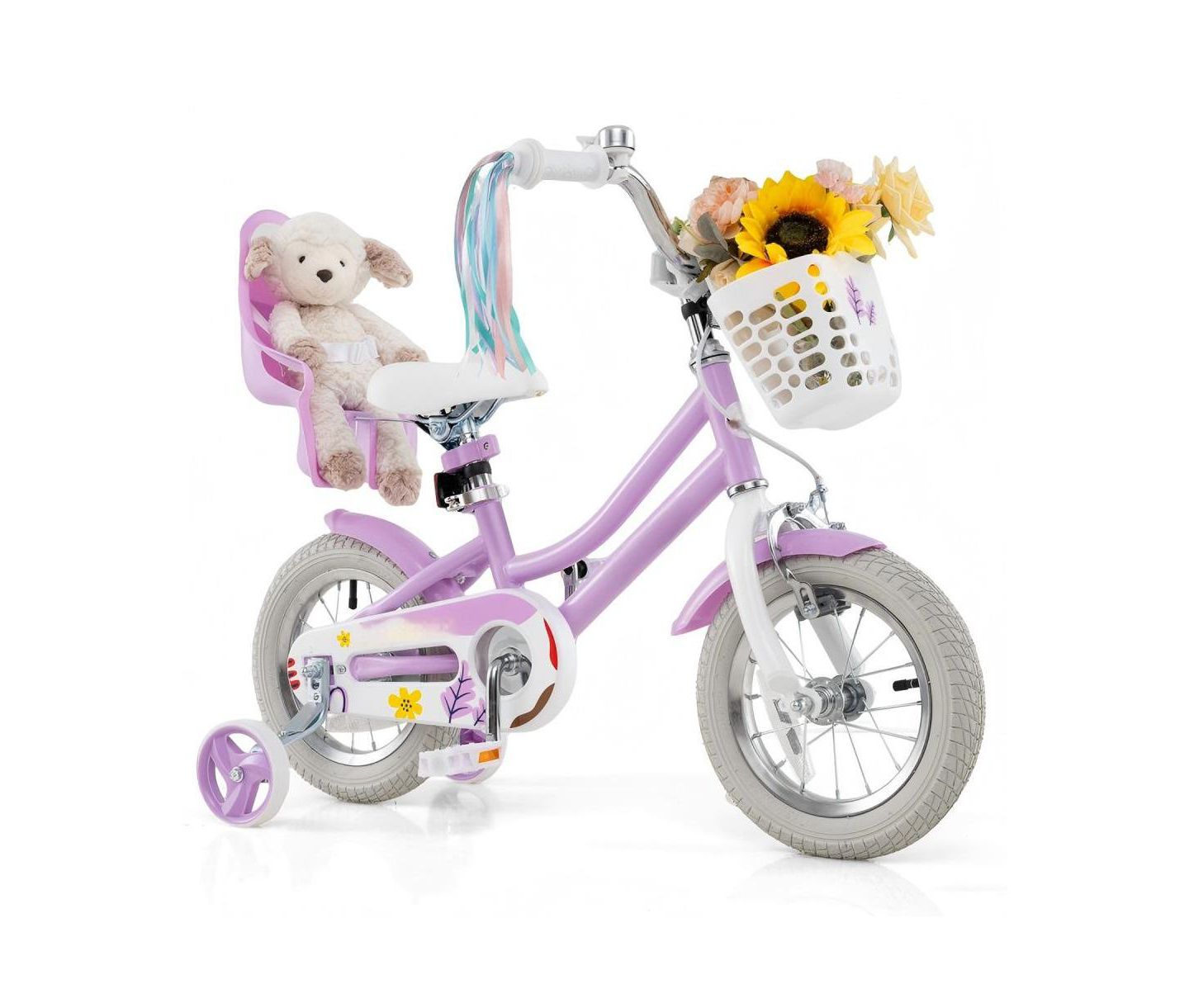 Детская игрушка HONGGE 12-Inch Bike with Doll Seat, Ages 3-8, цвет: Фиолетовый — фото 1
