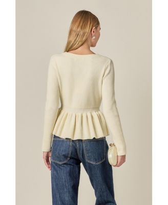 Women's Peplum Knit Long Sleeve Vest