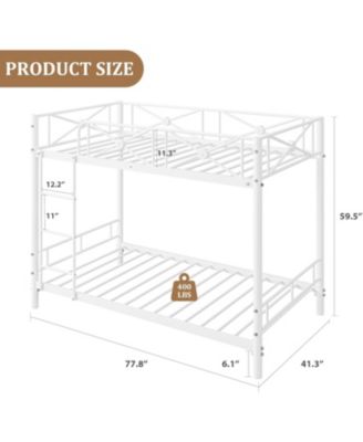 Industrial Bunk Bed, Heavy-Duty Steel Frame with Safety Guard Rails & Quiet Slats, Space-Saving for Kids, Steel Bed for School.