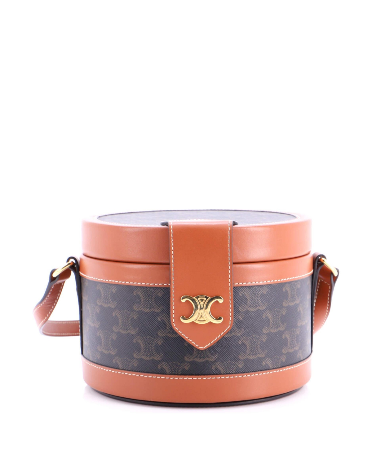 Pre-Owned Celine Medium Tambour Bag Triomphe Coated Canvas