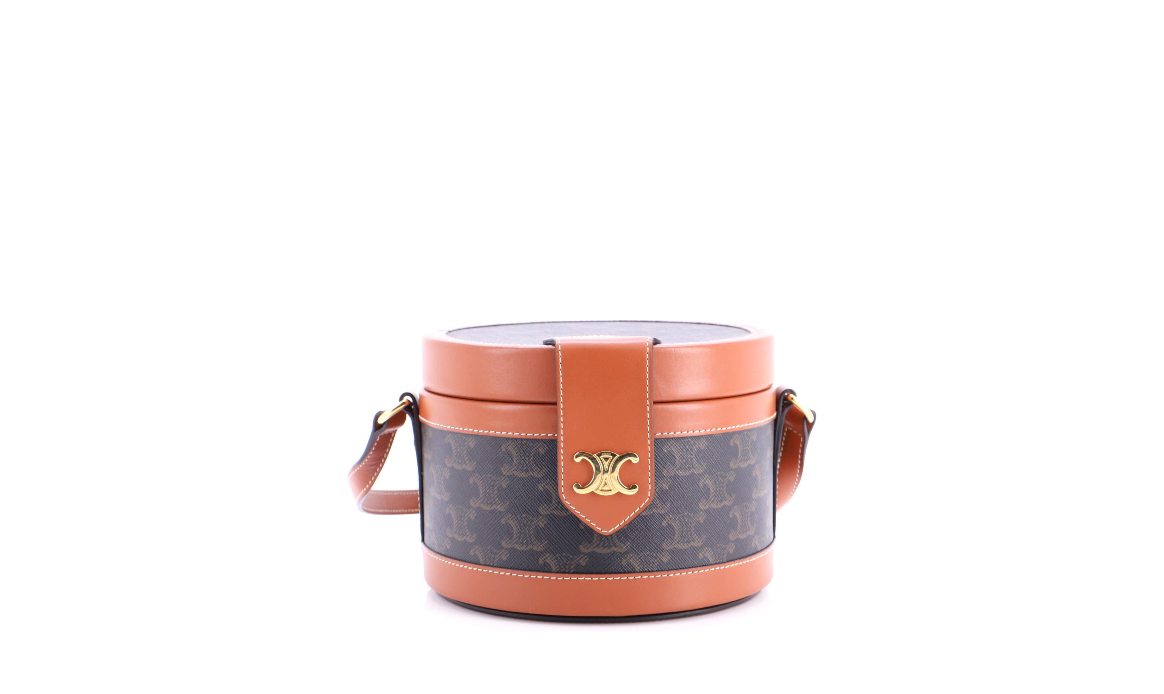 Pre-Owned Celine Medium Tambour Bag Triomphe Coated Canvas