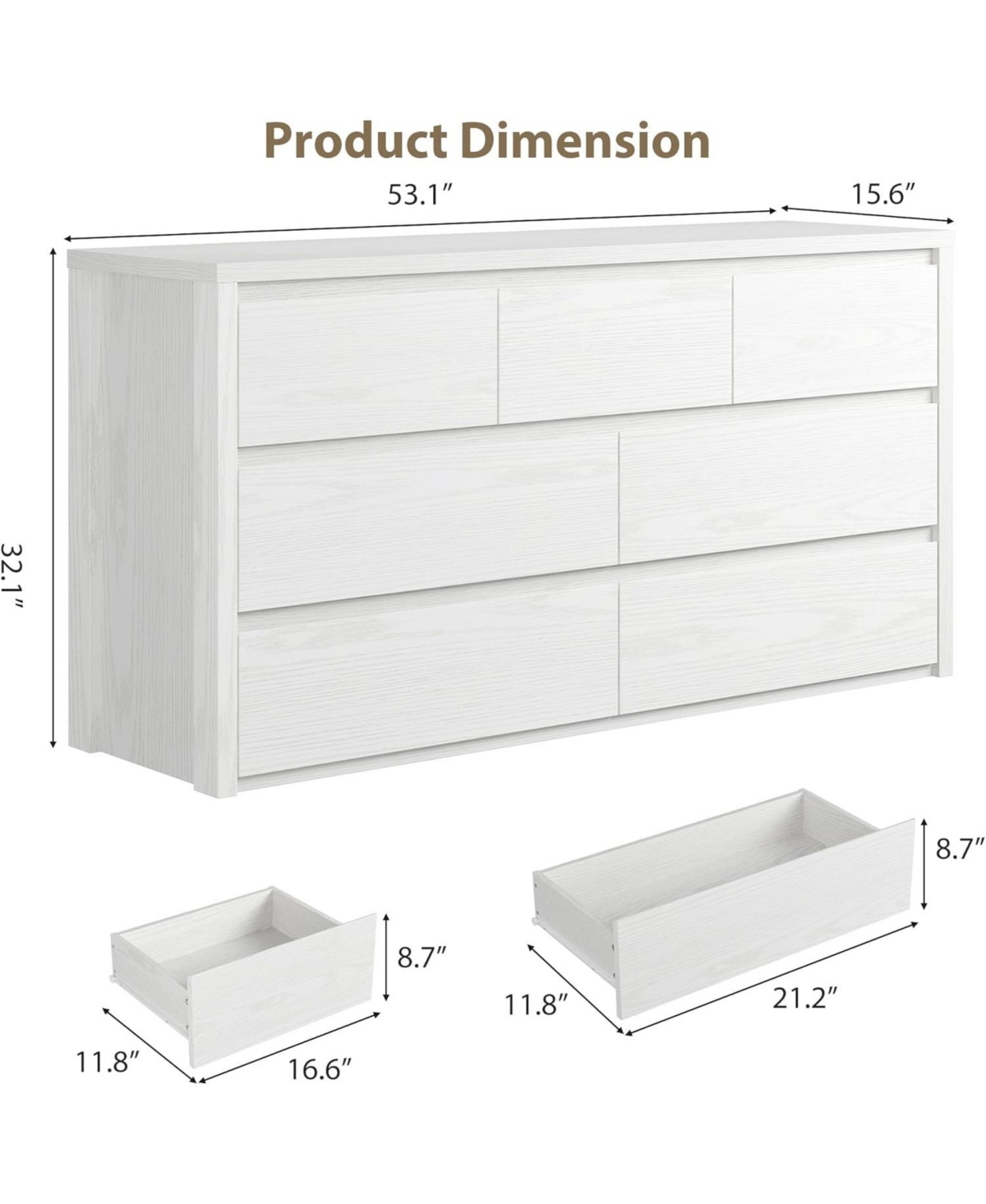 gaomon Rustic Farmhouse Dresser for Bedroom,Wooden Drawer Dresser,Handle-Free Storage Cabinet with Drawers Bedroom