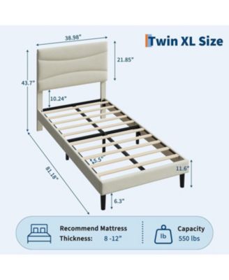Twin XL Size Bed Frame with Headboard, Velvet Upholstered Platform Bed Frame No Box Spring Needed with Under-Bed Storage