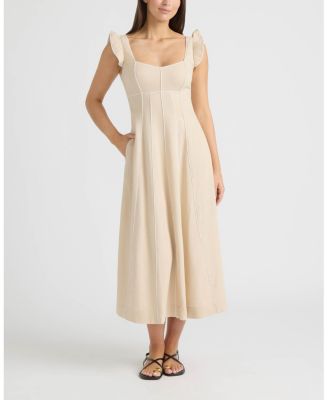 Women's Linen Dress with Contrast Pipping