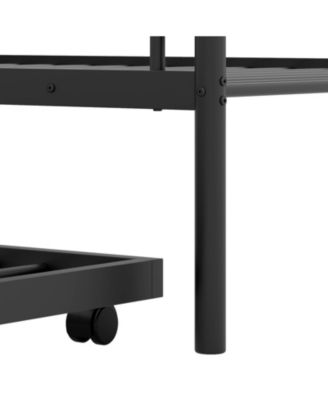 Twin Over Twin Metal Bunk Bed with Trundle, Ladder & Full Length Guardrails