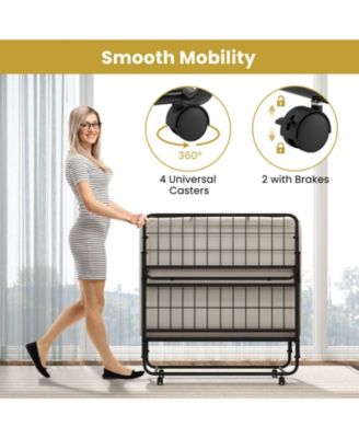 Twin Size Folding Bed with Memory Foam Mattress and Heavy-duty Metal Frame