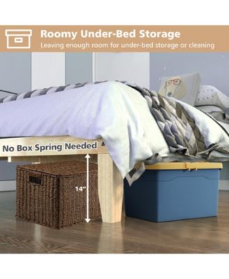 14 Inch Full Size Wood Platform Bed Frame with Wood Slat Support