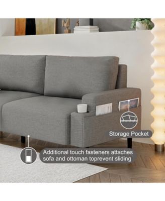 80.7" Loveseat Sofa, Fabric Modern Sleeper Sofa Couch for Living Room, Sofa Cama, Solid Wood Frame, Easy to Install