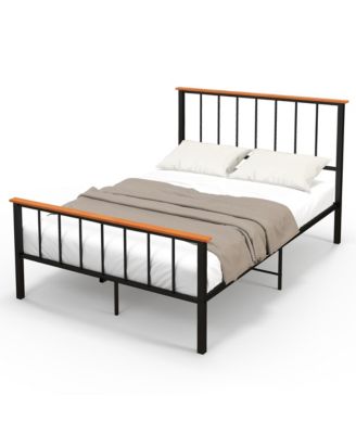 Metal Platform Bed Frame Mattress Foundation with Headboard Industrial