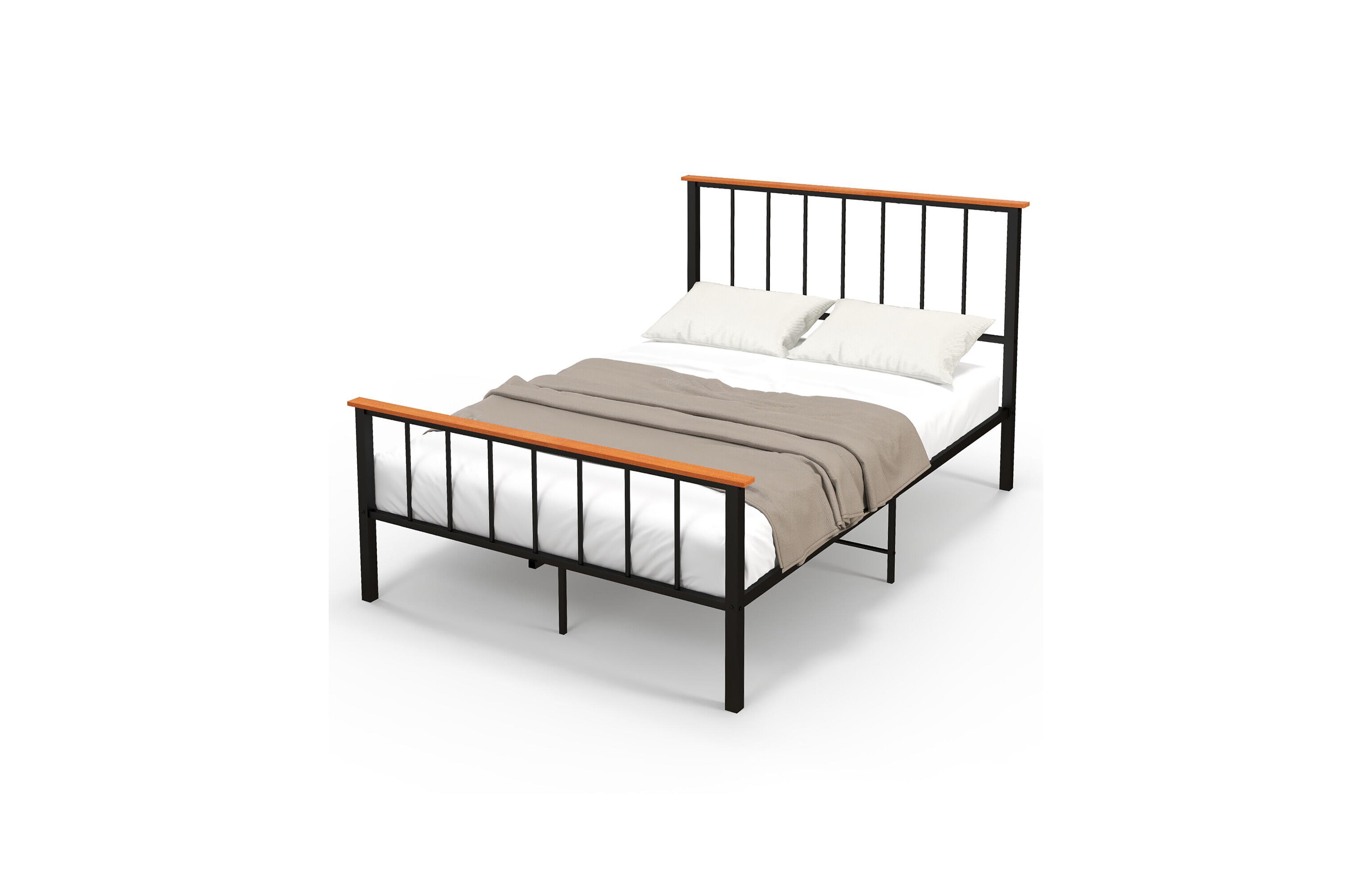 Gymax Metal Platform Bed Frame Mattress Foundation with Headboard Industrial