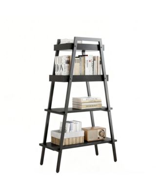 Ladder Shelf 4 Tier Wood Metal Frame Bookshelf Display Plant Stand Storage