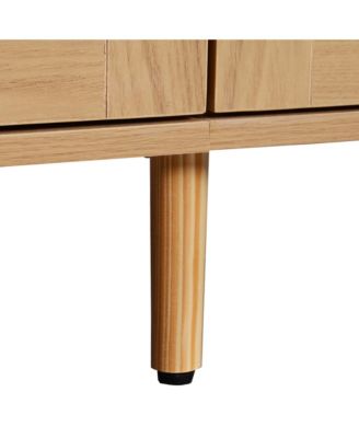 Farmhouse Storage Cabinet With Rattan TV Stand