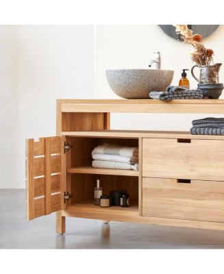 Solid teak wood vanity cabinet wash-stand counterdesign drawers bathroom