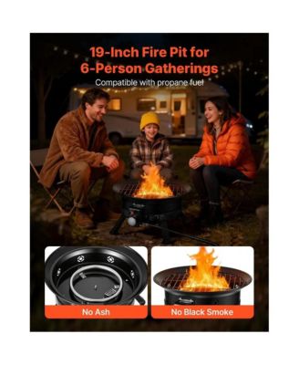 19 Inch Propane Fire Pit 53000 BTU with Grill Grate