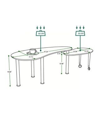 Rotatable Coffee Table, Nesting Coffee Tables with Swivel Function, Modern Wood Oval Center Table for Living Room