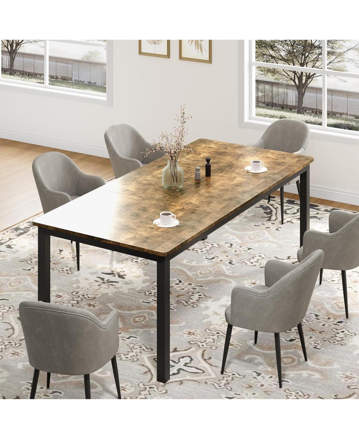 gaomon 71" Rectangle Dining Table for 6-8, Modern Wood Table, Sturdy Metal Legs, Dining, Living, Conference
