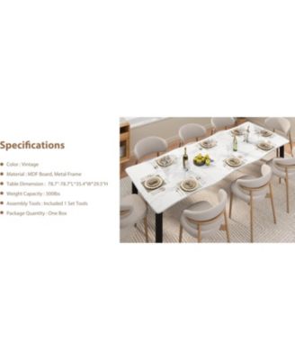 Dining Table for 6-8, Irregular Edge Wood Look, Metal Frame