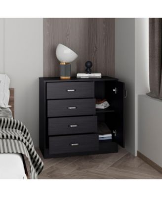 Modern 5 Drawer Dresser Solid Wood Cabinet with Metal Handles for Bedroom Home Office Hallway
