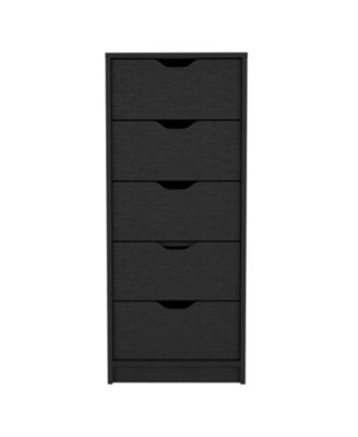 Modern 5 Drawer Dresser Solid Wood Cabinet with Metal Handles for Bedroom Home Office Hallway