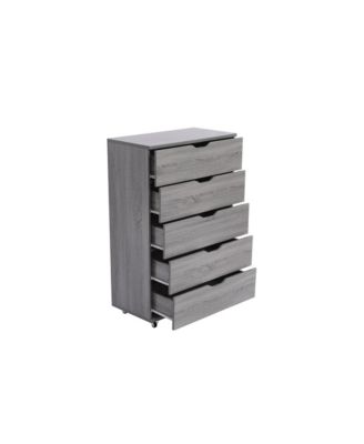 Modern 4 Drawer Dresser MDF Cabinet with Wheels for Bedroom Living Room Entryway