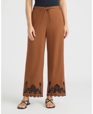 Women's Pull-On Cropped Pant with Embroidered Hem