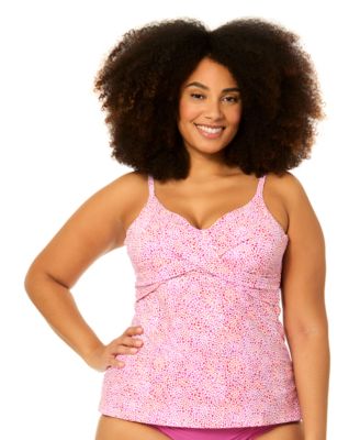 Plus Size Underwire Aries Printed Swim Tankini Top