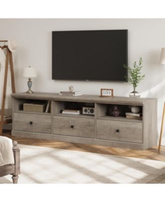 TV Stand for in TV, Entertainment Center with Storage Drawer, Mid-Century Modern TV Console with Open Shelves