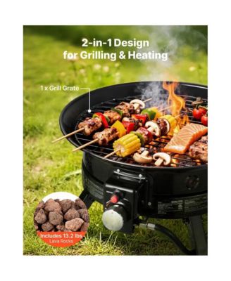 24 Inch Propane Fire Pit 53000 BTU with Grill Grate