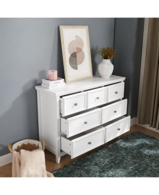Premium 4 Drawer Dresser Farmhouse Style Storage Cabinet with Metal Glides for Bedroom Living Room