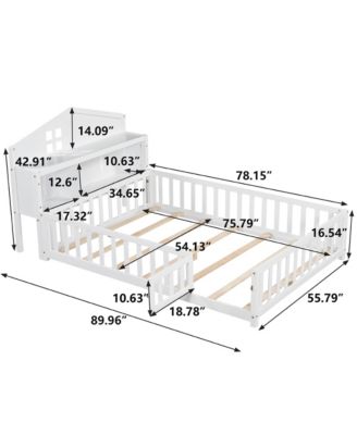 Full Size Headboard Storage Cabinet with Chalkboard for Montessori Bed