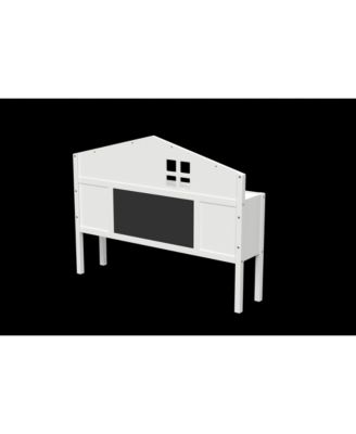 Full Size Headboard Storage Cabinet with Chalkboard for Montessori Bed