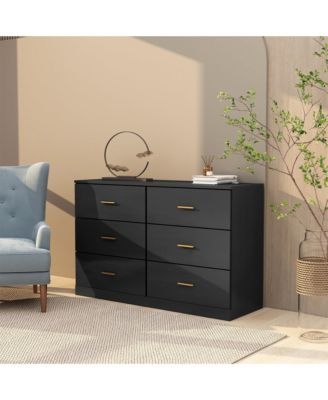 6 Drawer Wood Modern Chest of Drawers with Ample Storage