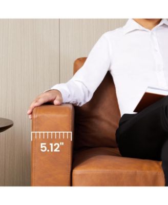 83" Mid-Century Modern PU Leather Sofa, 3-Seater Couch with Tapered Legs, Deep Seat, Comfy Cushions, for Living Room, Bedroom