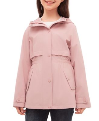 Girls Trench Coat Hip-Length Hooded Jacket