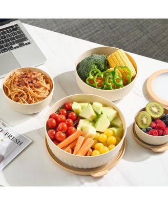 4-Pack Round Stackable Airtight Food Storage Bowls Containers with Lids - for Meal Prep, Leftovers, Freezer, Mixing, Salads