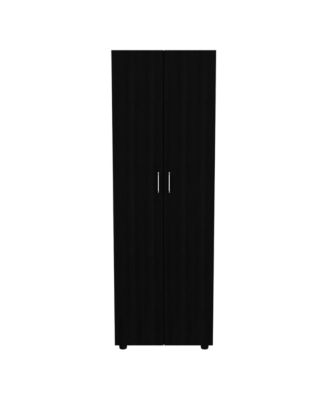 Slim Armoire for Bedroom with 2 Shelves Hanging Rod Double Door