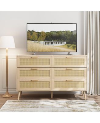 6 Drawer Contemporary Dresser Easy Clean Cabinet for Home Office Home Furniture With Spacious Drawers Easy Assembly.