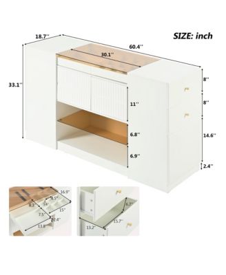 6 Drawer Contemporary Dresser Rolling Cabinet for Bedroom Home Furniture With Spacious Drawers Easy Assembly Durab