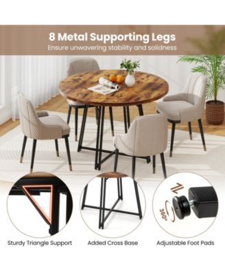 47 Inch Dining Table for 4-6 People Round Kitchen Table with Cross Base