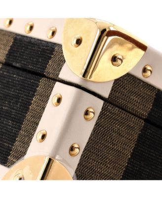 Jewelry Trunk Case Pequin Canvas with Leather