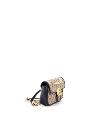 Mini GG Marmont Flap Bag Diagonal Quilted GG Canvas with Leather