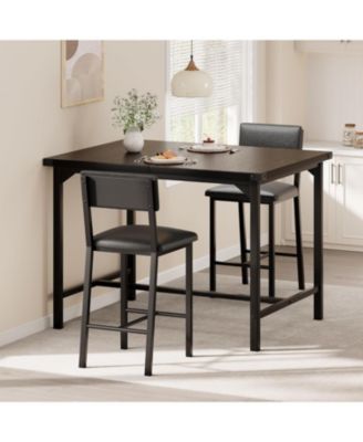 3-Piece Counter Height Dining Table Set with 2 Upholstered Bar Stools