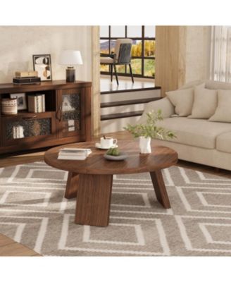 335" Round Coffee Table, Modern Circle Center Table with Inclined Legs, Accent Cocktail Tables for Living Room, Bedroom, Easy Assembly