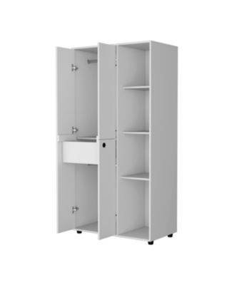 Bethel Armoire Closet with 1 Drawer 2 Hanging Rods Storage Cabinets