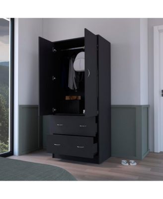 Edie Armoire for Bedroom with Hanging Rod Lower Drawer Upper Shelf